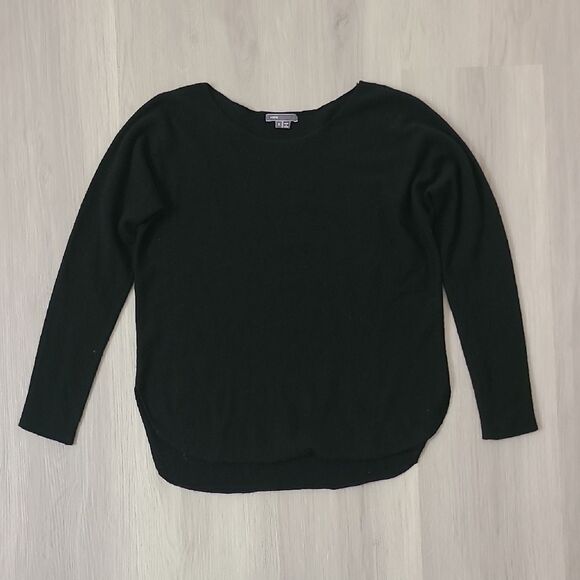 Vince Cashmere Women's Black Sweater Scoop Neck Small Long Sleeve Split Hem - Picture 1 of 8